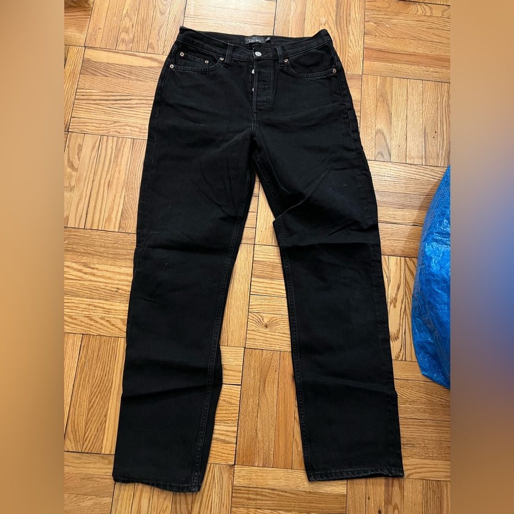 & other stories straight leg black denim button fly sz 29
